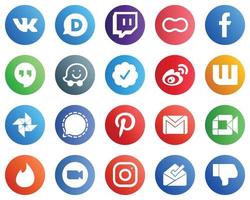 20 íconos profesionales de redes sociales como Google Photo. iconos de china y weibo. minimalista y profesional vector
