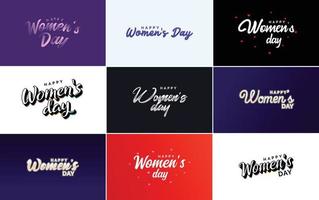 conjunto de carteles del feliz día internacional de la mujer. emblemas y elementos de diseño vector colección de signos. etiquetas. e insignias