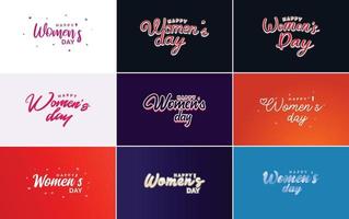 Set of International Women's Day cards with a logo and a gradient color scheme vector