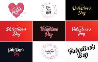 Happy Valentine's Day typography poster with handwritten calligraphy text. isolated on white background vector illustration