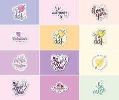 Express Your Love with Valentine's Day Typography and Graphics Stickers vector