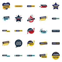 25 Professional Typographic Designs for a polished recruitment message Join Now vector