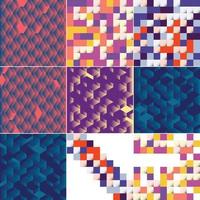 Abstract colorful square background pack of 11 vector