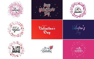 paquete de etiquetas de san valentín de diseño plano rojo vector