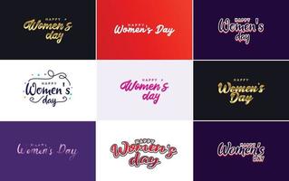 March 8 typographic design set with Happy Women's Day text vector