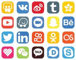 20 Unique Social Media Icons such as snapchat. meeting. tencent. video and waze icons. Gradient Icons Pack vector