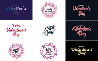 Happy Valentine's Day greeting card template with a romantic theme and a red and pink color scheme vector