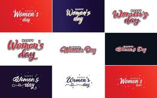International Women's Day lettering with a love shape. suitable for use in cards. invitations. banners. posters. postcards. stickers. and social media posts vector