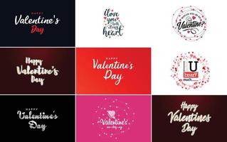 Happy Valentine's Day typography poster with handwritten calligraphy text. isolated on white background vector illustration