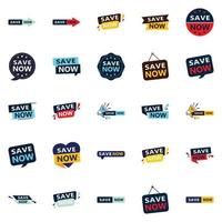 25 High quality Typographic Designs for a professional saving promotion Save Now vector