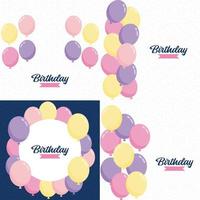 Happy Birthday text with a 3D. glossy finish and abstract shapes vector