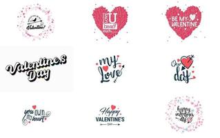 Happy Valentine's Day typography poster with handwritten calligraphy text. isolated on white background vector illustration