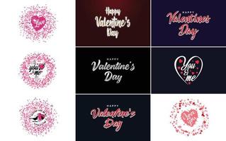 Love word hand-drawn lettering and calligraphy with cute heart on red. white. and pink background Valentine's Day template or background suitable for use in Love and Valentine's Day concept vector