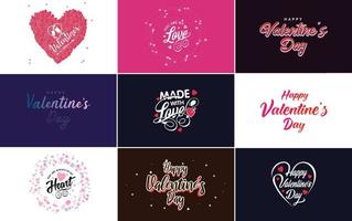 Happy Valentine's Day typography design with a heart-shaped balloon and a gradient color scheme vector
