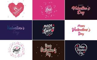 Happy Valentine's Day typography design with a heart-shaped balloon and a gradient color scheme vector