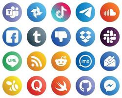 20 íconos de redes sociales de alta calidad como tumblr. pensión completa. telegrama. iconos de facebook y sonido. moderno y de alta calidad vector