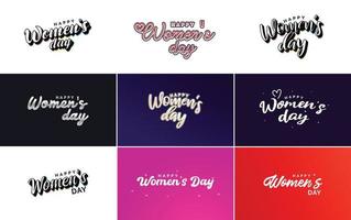 March 8 typographic design set with Happy Women's Day text vector