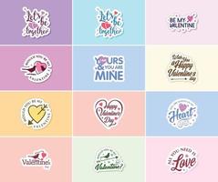 Express Your Love with Valentine's Day Typography and Graphics Stickers vector