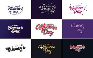 Set of International Women's Day cards with a logo and a gradient color scheme vector