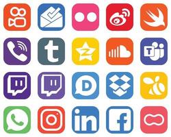 paquete completo de íconos de redes sociales 20 íconos como sonido. rápido. iconos de tencent y tumblr. conjunto de iconos de degradado vector