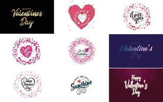 Happy Valentine's Day hand-drawn lettering vector illustration suitable for use in design of flyers. invitations. posters. brochures. and banners