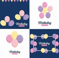 Happy Birthday text with a 3D. glossy finish and abstract shapes vector