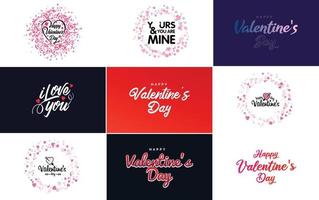 Happy Valentine's Day greeting card template with a romantic theme and a red color scheme vector