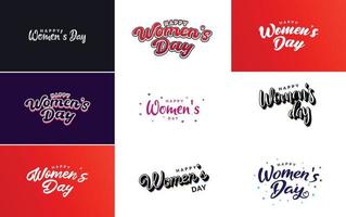 diseño del día de la mujer feliz con una ilustración realista de un ramo de flores y una pancarta que dice 8 de marzo con un esquema de color degradado vector