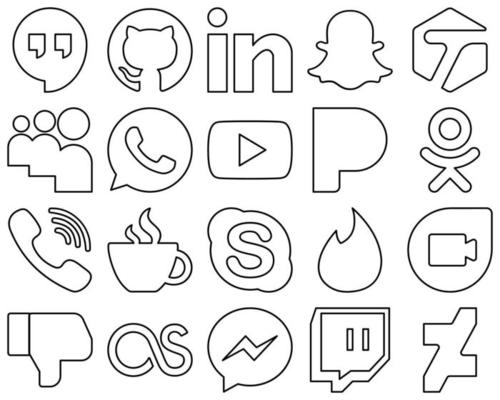 20 Stylish and high-resolution Black Outline Social Media Icons such as  discord. flickr. fb and google meet icons. Creative and professional  18712076 Vector Art at Vecteezy