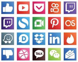 20 Essential Social Media Icons such as professional. dropbox. google meet. disqus and lastfm icons. Fully editable and unique vector