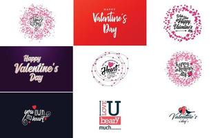 Happy Valentine's Day typography poster with handwritten calligraphy text. isolated on white background vector illustration