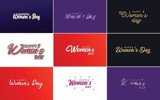 Pink Happy Women's Day typographical design elements set for greeting cards vector