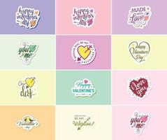 Express Your Love with Heartfelt Valentine's Day Typography Stickers vector