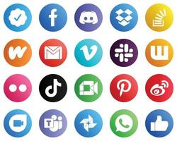 paquete completo de íconos de redes sociales 20 íconos como correo. gmail. buzón. iconos de literatura y desbordamiento. alta calidad y minimalista vector