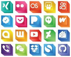 20 Professional 3D Social Media Icons such as inbox. video. pandora. youtube and google allo icons. High-quality and creative vector