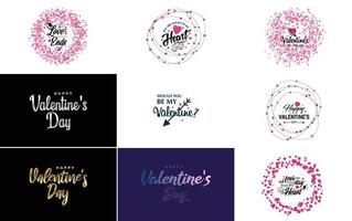 Happy Valentine's Day hand-drawn lettering vector illustration suitable for use in design of flyers. invitations. posters. brochures. and banners