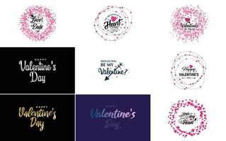 Happy Valentine's Day hand-drawn lettering vector illustration suitable for use in design of flyers. invitations. posters. brochures. and banners