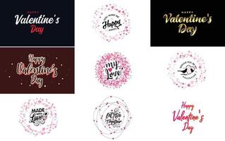 Happy Valentine's Day typography poster with handwritten calligraphy text. isolated on white background vector