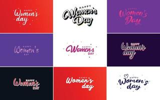 Happy Women's Day typography design with a pastel color scheme and a geometric shape vector illustration