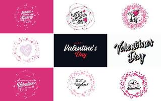 Happy Valentine's Day hand lettering calligraphy text and heart. isolated on white background vector illustration