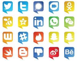 Chat bubble style Social Media Brand Icon Set 20 icons such as spotify. messenger. qzone. wechat and professional icons. High resolution and editable vector