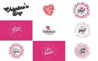 Happy Valentine's Day hand-drawn lettering vector illustration suitable for use in design of flyers. invitations. posters. brochures. and banners