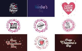 Happy Valentine's Day hand-drawn lettering vector illustration suitable for use in design of flyers. invitations. posters. brochures. and banners