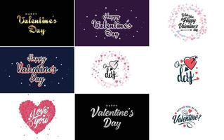 Happy Valentine's Day hand-drawn lettering vector illustration suitable for use in design of flyers. invitations. posters. brochures. and banners