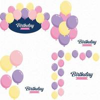 Happy Birthday text with a rainbow gradient and a geometric pattern background vector