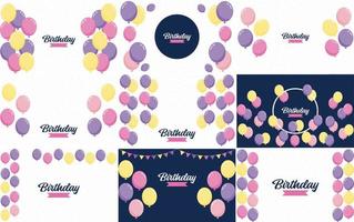 Happy Birthday in a playful. cartoon font with a background of presents and party favors vector