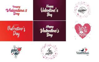 plantilla de banner de feliz día de san valentín con un tema romántico y un esquema de color rojo vector