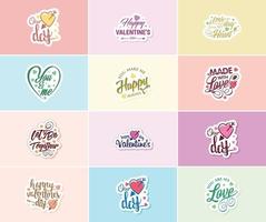 Express Your Love with Valentine's Day Typography and Graphic Design Stickers vector