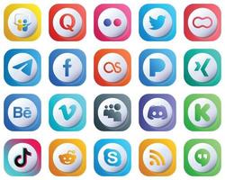 20 Cute 3D Gradient Unique Social Media Icons such as pandora. mothers and fb icons. Customizable and Professional vector