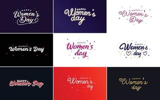 March 8th typographic design set with Happy Women's Day text vector